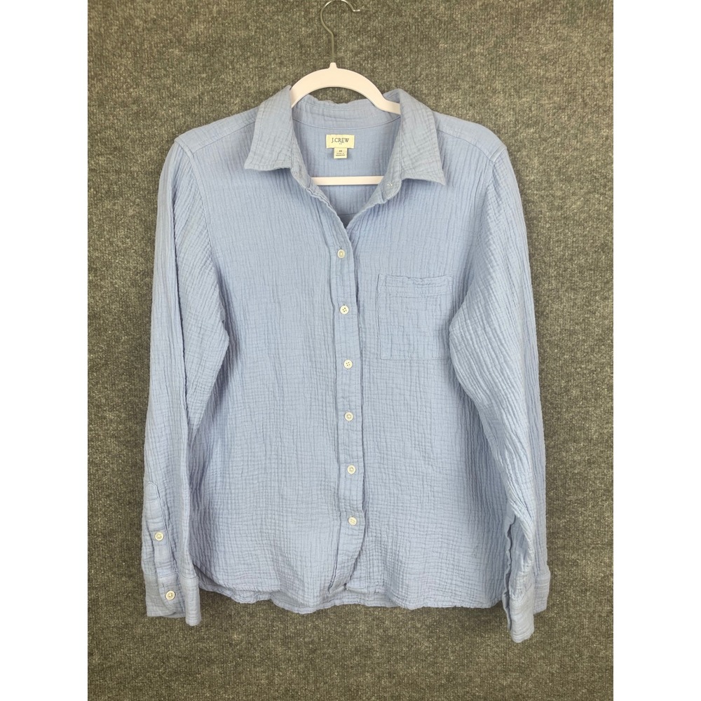 J.Crew Button Down Shirt Womens Medium Blue Excellent Cotton Double Gauze Top
